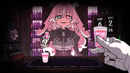 画像ギャラリー No.002のサムネイル画像 / 地獄のバーで悪魔と飲みサバイバルを繰り広げる「PUKEY GODDESS SHOT TRICK」は，2026年Steamで発売へ