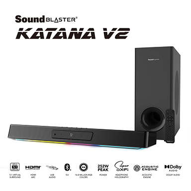 画像ギャラリー No.001のサムネイル画像 / Creative，ゲーマー向けサウンドバー「Katana V2」を国内発売。スピーカー出力が大幅向上