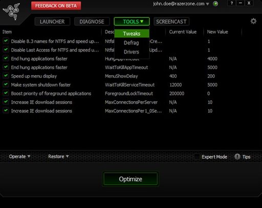 画像ギャラリー No.002のサムネイル画像 / Razer，PCシステム最適化ツール「Razer Game Booster」のβ版を公開。ゲームに不必要なアプリや機能を一時的に停止し，PCの性能を引き出す