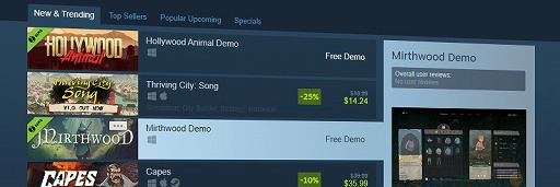 画像ギャラリー No.002のサムネイル画像 / 「Steam」，体験版機能の大型アップデートを実施。体験版専用のストアページやライブラリ登録機能が追加