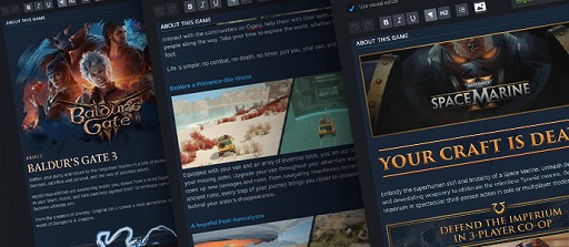 画像ギャラリー No.002のサムネイル画像 / 「Steam」，ストアページの説明を直感的に編集できるビジュアルエディタを実装。Wordなどの下書きもそのままコピペできるように