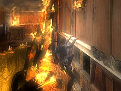 画像ギャラリー No.001のサムネイル画像 / クロフト邸が燃え上がる「Tomb Raider：Underworld」のスクリーンショットを掲載