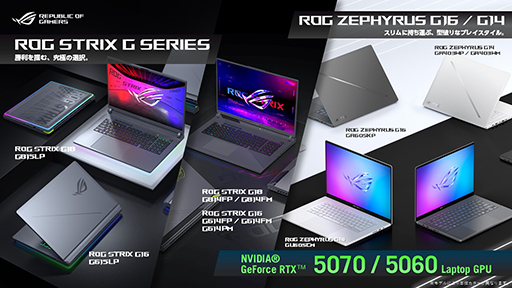 画像ギャラリー No.001のサムネイル画像 / GeForce RTX 5070/RTX 5060採用のミドルクラス市場向けゲームノートPCがASUSから登場