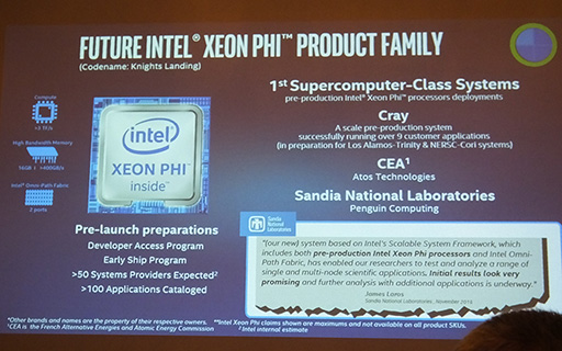 画像ギャラリー No.008のサムネイル画像 / Intel，次世代Xeon Phi「Knights Landing」を中核にしたHPCシステム「Scalable System Framework」を紹介