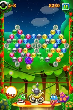 画像ギャラリー No.013のサムネイル画像 / タイトー，iPhone用アクションパズル「ニューパズルボブル」を本日リリース。狙った場所にバブルを落とせる“ジャンプショット”を使いこなそう