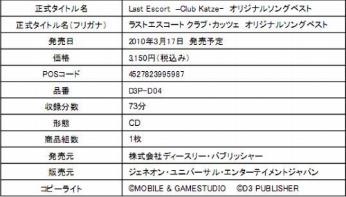 画像ギャラリー No.001のサムネイル画像 / 「Last Escort」，7人の“甘い歌声”を収録したCDが発売決定