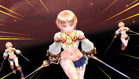 画像ギャラリー No.007のサムネイル画像 / レンの奥義「金色冠」をスクリーンショットでチェック！　カプコン，PSP用RPG「LAST RANKER」の主人公ジグとヒロイン レンとの対決シーンを公開