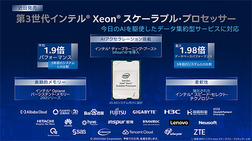 画像ギャラリー No.002のサムネイル画像 / Intel，最新のサーバー向けCPU「Cooper Lake」や将来の2-in-1 PC向けSoC「Lakefield」をイベントで紹介