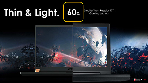 画像ギャラリー No.008のサムネイル画像 / RTX 2080 Max-Q搭載で薄さ18.95mm，重量2.25kgのゲーマー向けノートPCをMSIが発表。「GS75 Stealth」
