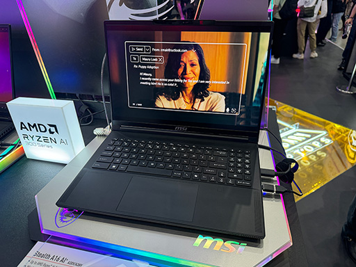 画像ギャラリー No.001のサムネイル画像 / 「Ryzen AI 300」搭載の薄型ゲーマー向けノートPCをMSIが展示。フロントに大型ディスプレイを搭載したデスクトップPCも