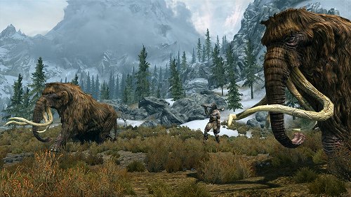 画像ギャラリー No.008のサムネイル画像 / [E3 2011］「The Elder Scrolls V：Skyrim」のライブデモがE3で公開。マンモスがのし歩くWhiterunの荒野でドラゴンと死闘