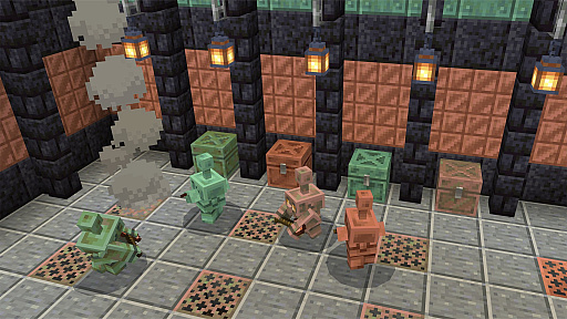 画像ギャラリー No.003のサムネイル画像 / 「Minecraft」“銅ゴーレム”が登場。チェストを整理してくれるかわいい新モブ。銅の装備も追加へ