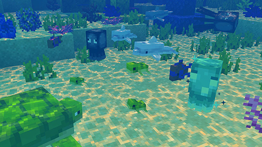 画像ギャラリー No.003のサムネイル画像 / 「Minecraft」Java版スナップショットで，動物を子どものままにできる新アイテム「金のタンポポ」が登場。水棲生物の子どもの新デザインも導入