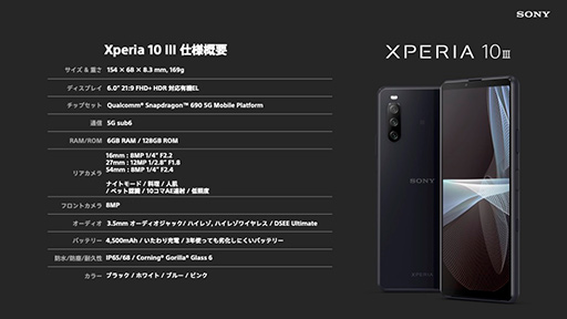 画像ギャラリー No.022のサムネイル画像 / ソニー，新型スマホ「Xperia 1 III」や「Xperia 10 III」を発表。ハイエンドは5Gのミリ波にも対応