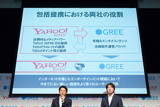 画像ギャラリー No.005のサムネイル画像 / ヤフー＆グリー，業務提携を発表。ゲームを含めたエンターテイメント分野での事業拡大を目指す