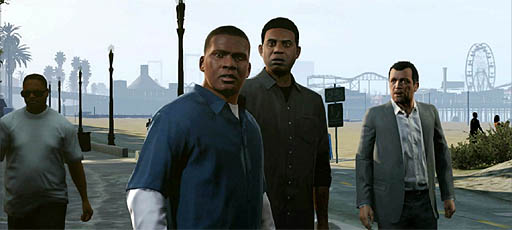 画像ギャラリー No.005のサムネイル画像 / 「Grand Theft Auto V」の最新ムービーを，現在分かっている範囲で細かく分析。3人の主人公が暮らす街，ロスサントスの日常風景とは
