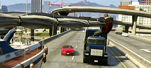 画像ギャラリー No.006のサムネイル画像 / 「Grand Theft Auto V」の最新ムービーを，現在分かっている範囲で細かく分析。3人の主人公が暮らす街，ロスサントスの日常風景とは