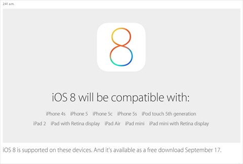 画像ギャラリー No.002のサムネイル画像 / Apple，iOS 8を9月17日に配信開始。対象機種はiPhone 4S以降のモデル