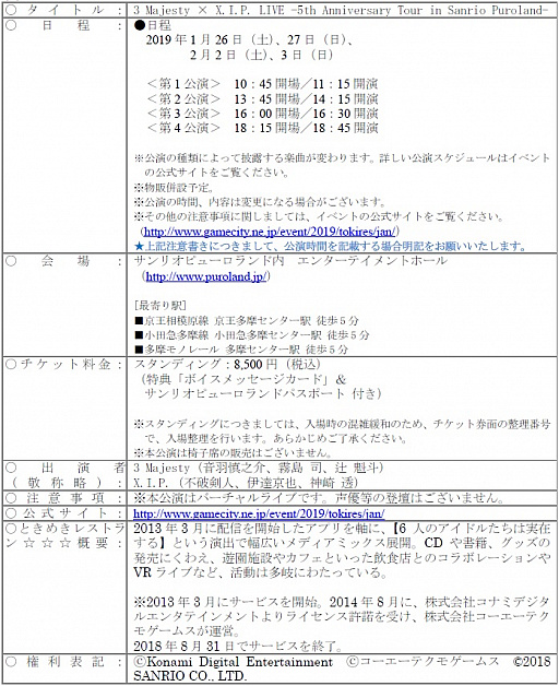 画像ギャラリー No.004のサムネイル画像 / 「ときレス」，サンリオコラボ「3 Majesty × X.I.P. LIVE -5th Anniversary Tour in Sanrio Puroland-」が開催