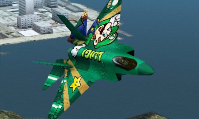 画像ギャラリー No.009のサムネイル画像 / 「エースコンバット 3D クロスランブル ＋」のコラボ機体情報第2弾。amiiboとの連動によって手に入るルイージ機やリンク機などのデザインと性能が公開