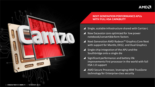 画像ギャラリー No.003のサムネイル画像 / AMD，次世代APU「Carrizo」の概要を公表。ExcavatorコアとGCNコア，サウスブリッジ機能を統合したSoCに