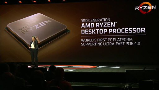 画像ギャラリー No.005のサムネイル画像 / AMD,第3世代Ryzenを披露。サンプルチップの時点でCINEBENCH R15のスコアはi9-9900Kを上回る