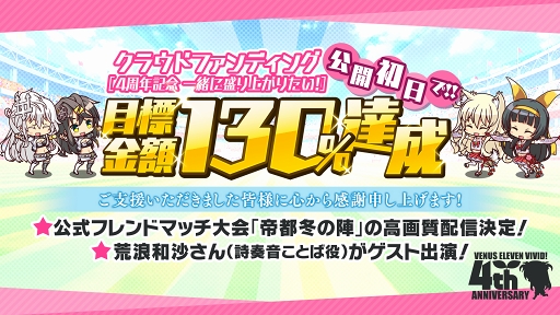 画像ギャラリー No.001のサムネイル画像 / 「ビーナスイレブンびびっど！」クラウドファンディングプロジェクト公開初日で目標金額を達成