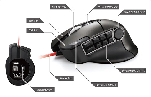 画像ギャラリー No.003のサムネイル画像 / エレコム，MMORPG向けのゲーマー向け製品ブランド「DUX」を設立。第1弾製品には21ボタン装備の光学式マウスなどをラインナップ