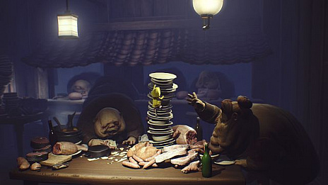 画像ギャラリー No.006のサムネイル画像 / 「LITTLE NIGHTMARES-リトルナイトメア-」，大広間でごちそうを食べ続けるゲストと，モウを司るレディを紹介
