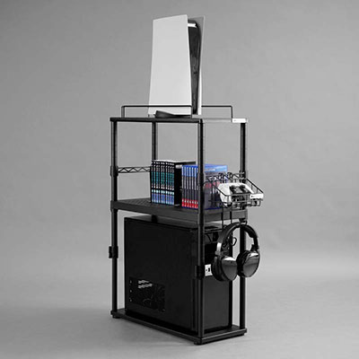 画像ギャラリー No.002のサムネイル画像 / ゲーム機を見せるか隠すか？ 2タイプのゲーム機収納ラックがBauhutteから