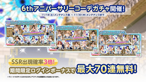 画像ギャラリー No.002のサムネイル画像 / 「DOAXVV」，6周年に合わせてロード時間の短縮などアップデートを実施。アニバーサリーキャンペーン 第1弾も開催中