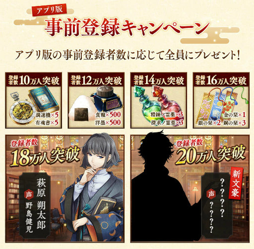 画像ギャラリー No.003のサムネイル画像 / 「文豪とアルケミスト」アプリ版の事前登録受付がスタート。登録数に応じて，萩原朔太郎や新規の文豪をプレゼント