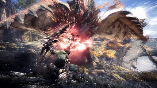 画像ギャラリー No.007のサムネイル画像 / 「MONSTER HUNTER WORLD: ICEBORNE」，新アクションの紹介動画が公開。今回はスラッシュアックスや弓など6つの武器種を一挙に