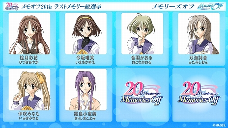 画像ギャラリー No.004のサムネイル画像 / 「メモリーズオフ」シリーズの20周年企画として，全作品のヒロインや女性キャラクターを対象にした総選挙が開催