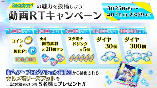 画像ギャラリー No.004のサムネイル画像 / 「Readyyy!」，ダイヤを最大300個もらえる「動画RTキャンペーン」が開催