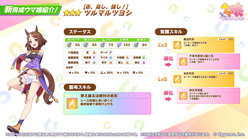 画像ギャラリー No.009のサムネイル画像 / ルネの月刊ウマ娘通信第8回：ツルマルツヨシ（CV：青山吉能）がついに育成ウマ娘化！ イベント選択肢の効果が分かる新機能も実装に