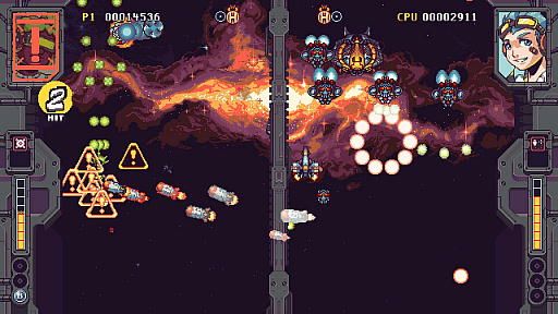 画像ギャラリー No.009のサムネイル画像 / 対戦型シューティングゲーム「ライバル・メガガン」が11月29日にリリース。ライバルの画面に侵略して，敵機を星屑にしてやろう