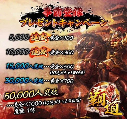 画像ギャラリー No.002のサムネイル画像 / 「覇道-HADO-」，事前登録者数が1万人を突破＆達成報酬「黄金300個」が確定
