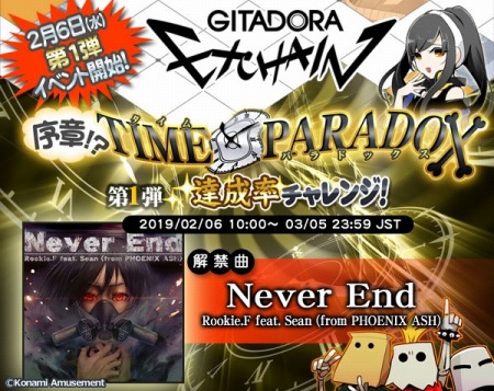 画像ギャラリー No.001のサムネイル画像 / 「GITADORA EXCHAIN」，シリーズ20周年カウントダウンイベント「序章!? TIME PARADOX 第1弾」が開催