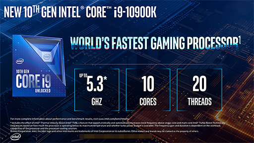 画像ギャラリー No.004のサムネイル画像 / Intel，デスクトップPC向け第10世代Coreプロセッサを発表。Core i9は10C20T対応で最大クロック5.3GHzを実現