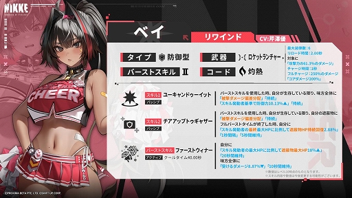 画像ギャラリー No.003のサムネイル画像 / 「勝利の女神：NIKKE」，最新バージョンONE MORE TIMEを実装。チアリーダーとして活躍する新SSRニケ「ベイ」が登場