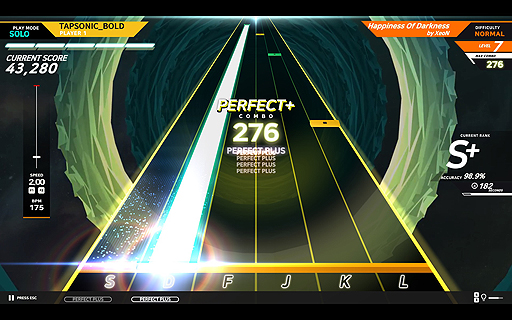 画像ギャラリー No.003のサムネイル画像 / 「DJMAX」シリーズの楽曲も収録したPC用音楽ゲーム「TAPSONIC BOLD」がSteamで配信中。アップデートで日本語対応済み