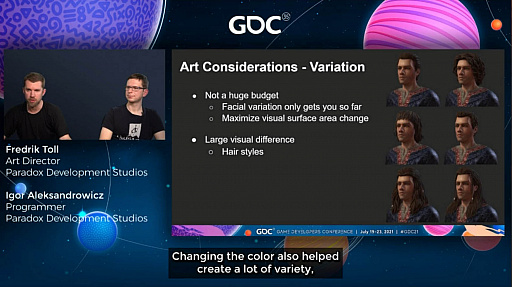 画像ギャラリー No.017のサムネイル画像 / ［GDC 2021］「Crusader Kings III」の“遺伝”システムとキャラクターグラフィックスの自動生成について，技術とアートの両面から解説