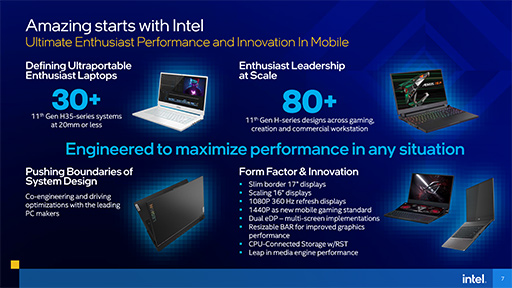 画像ギャラリー No.007のサムネイル画像 / Intel，「Tiger Lake-H」こと6〜8コア対応のノートPC向け第11世代Coreプロセッサを発表