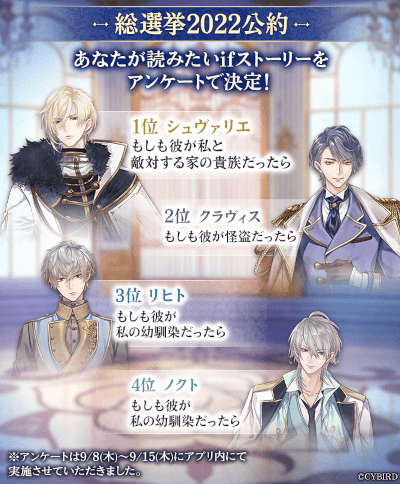 画像ギャラリー No.002のサムネイル画像 / 「イケメン王子 美女と野獣の最後の恋」，総選挙公約ifストーリーイベントを12月30日より開催