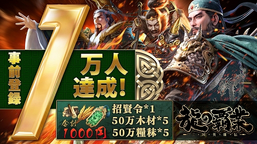 画像ギャラリー No.001のサムネイル画像 / 「龍の覇業〜三国英雄伝」の事前登録者数が1万人を突破。Amazonギフトが当たるTwitterキャンペーンが開催