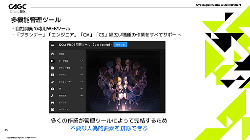画像ギャラリー No.007のサムネイル画像 / 「IDOLY PRIDE」の安定運用を支える多機能管理ツールとは。毎月の施策をツールが支え，限りあるマンパワーをクリエイティブな作業に活かす