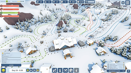 画像ギャラリー No.003のサムネイル画像 / スキーリゾート経営シム「Snowtopia: Ski Resort Tycoon」のアーリーアクセス版がリリース。丸太小屋で雰囲気重視か，それとも近代建築で収容力をアップさせるか？