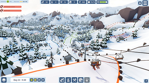 画像ギャラリー No.004のサムネイル画像 / スキーリゾート経営シム「Snowtopia: Ski Resort Tycoon」のアーリーアクセス版がリリース。丸太小屋で雰囲気重視か，それとも近代建築で収容力をアップさせるか？