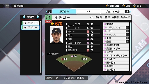 画像ギャラリー No.010のサムネイル画像 / 「eBASEBALLプロ野球スピリッツ2021 グランドスラム」，2022シーズン版への無料アップデートが3月23日に実施。イチローさんも登場